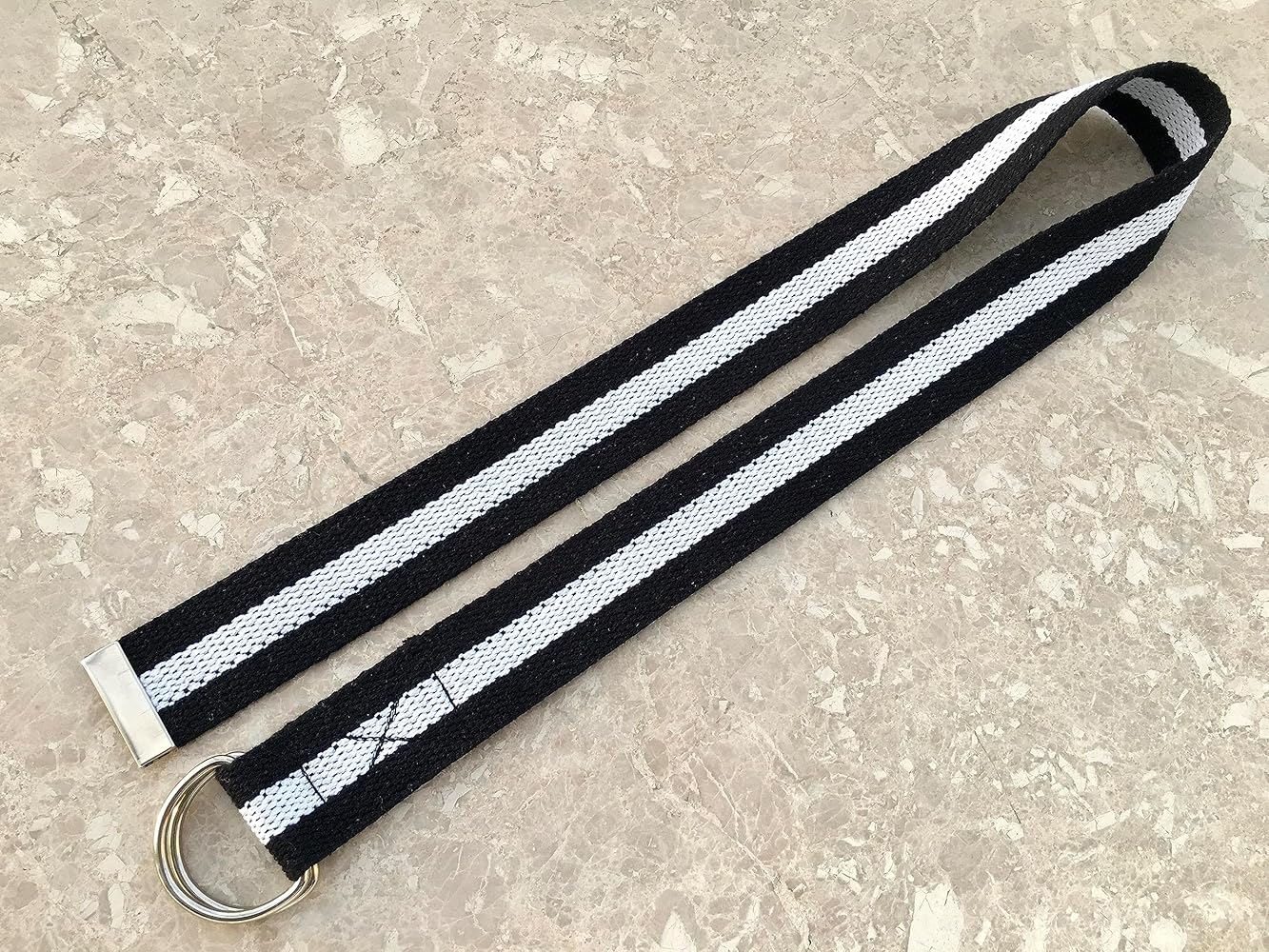 Amazon.com: Black & White Canvas Cotton Woven D Ring Belt, 1.5